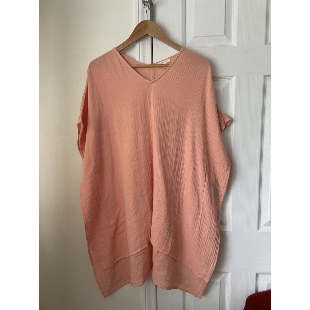 EILEEN FISHER Woven Organic Cotton Gauze Peach Caftan S/M